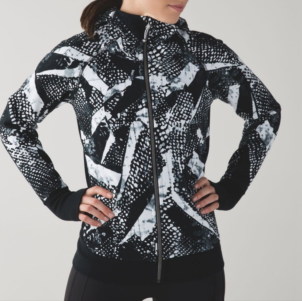 lululemon athletica Black & White Patterned Full‑Zip Hoodie
